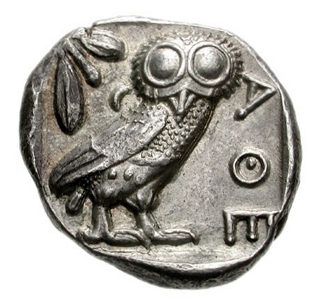Athénská stříbrná tetradrachma.