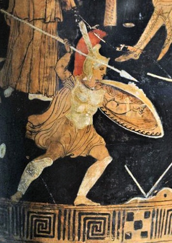 Řecká malba bojujícího Achilla.