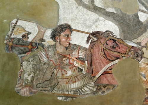 Mozaika znázorňující Alexandra v boji.
